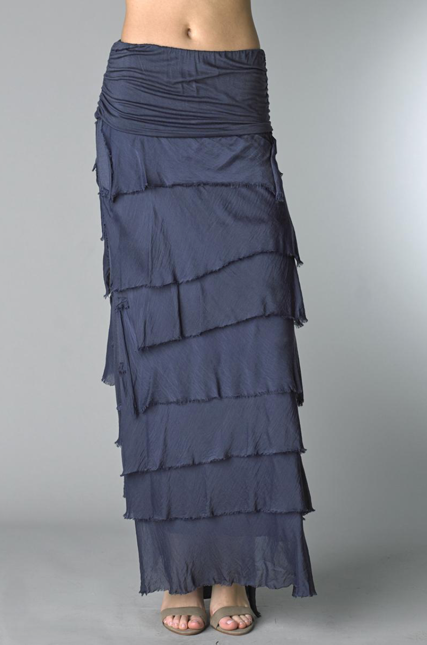 Tempo Paris Silk Maxi Skirt Navy | Shop 