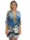 Baccio Couture Shy Silk Short Dress Blue Print
