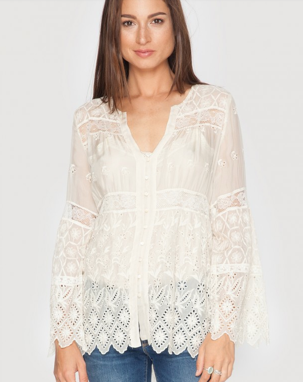 4 Love and Liberty Olympia Button Down Tunic Ivory | Shop Boutique Flirt