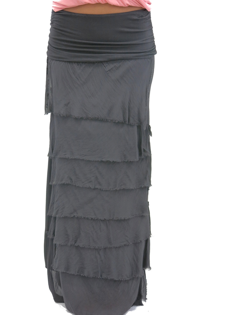 Tempo Paris Silk Maxi Skirt Charcoal | Shop Boutique Flirt