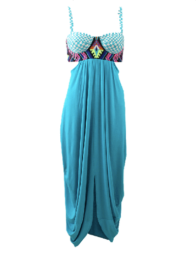 Mara Hoffman Embroidered Bustier Dress Turquoise