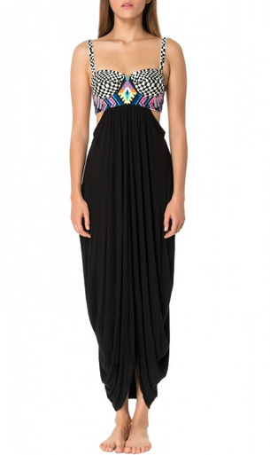 Mara Hoffman Embroidered Bustier Dress Black