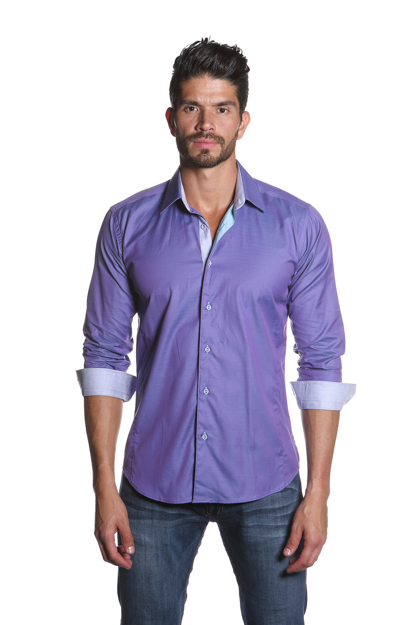 Jared Lang Button Down Shirt CGY 1013 Purple | Shop Boutique Flirt