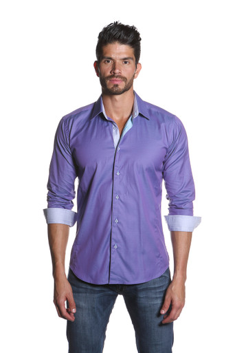 Jared Lang Button Down Shirt CGY 1013 Purple | Shop Boutique Flirt