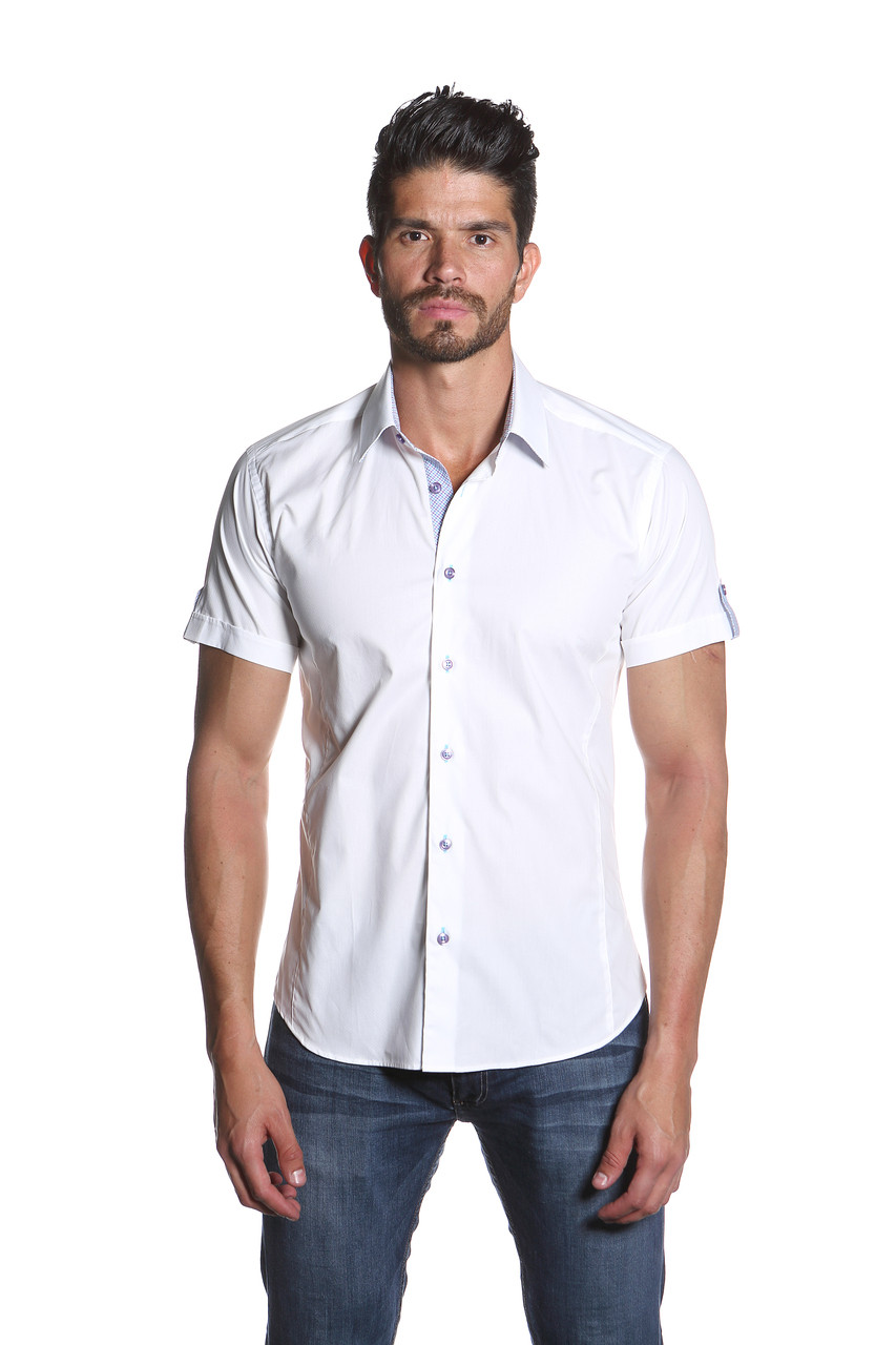 Jared Lang Short Sleeve Button Down Shirt Hari 1040 White | Shop ...