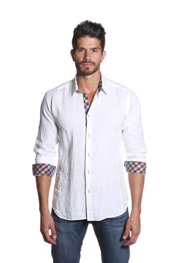 Jared Lang Button Down Linen Shirt Van 1157 White | Shop Boutique Flirt