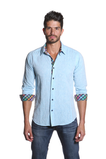 Jared Lang Button Down Linen Shirt Van 1158 Blue | Shop Boutique Flirt