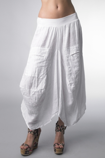 Tempo Paris Wide Waistband Linen Skirt White | Shop Boutique Flirt