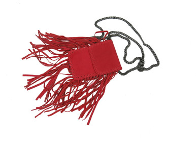 Cleobella Poe Leather Fringe Cross Body Bag Red