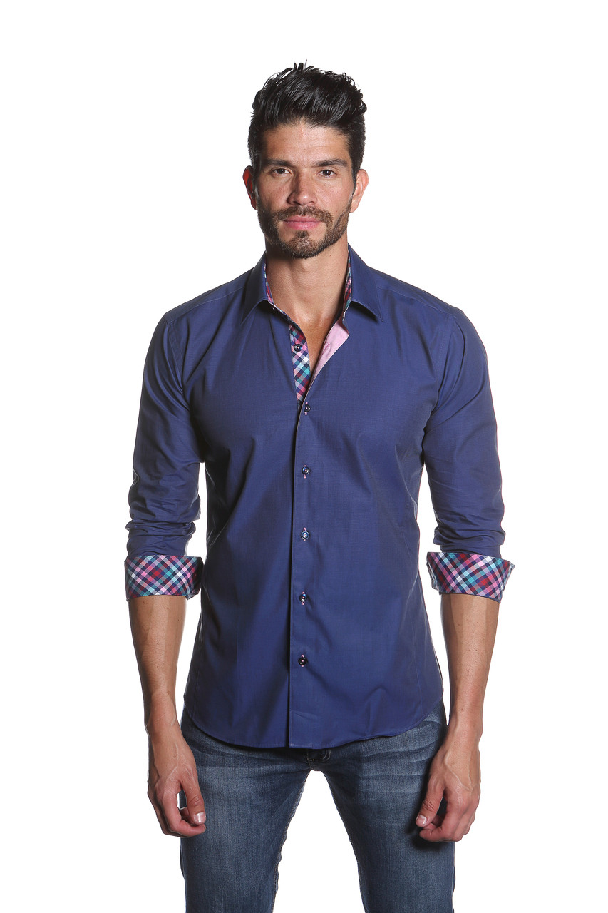 Jared Lang Button Down Shirt CGY 1019 Navy | Shop Boutique Flirt