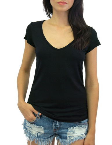Benjamin Jay Basic V-neck T-shirt Black