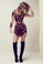 For Love and Lemons Vienna Mini Dress Burgundy with Slip