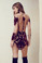 For Love and Lemons Vienna Mini Dress Burgundy with Slip