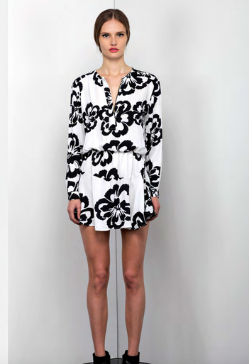 Karina Grimaldi Caro Print Mini Dress Cream Peony