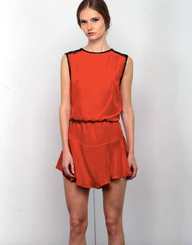 Karina Grimaldi Riley Solid Mini Dress Blood Red