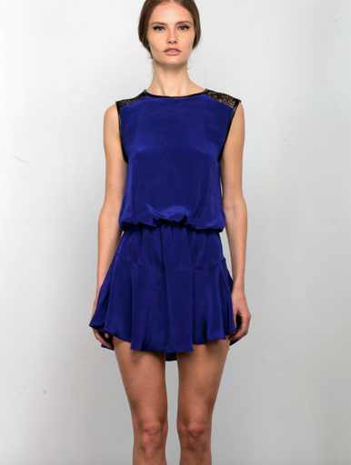 Karina Grimaldi Riley Solid Mini Dress Blue