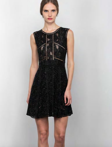 Karina Grimaldi Leni Beaded Mini Dress Black | Shop Boutique Flirt