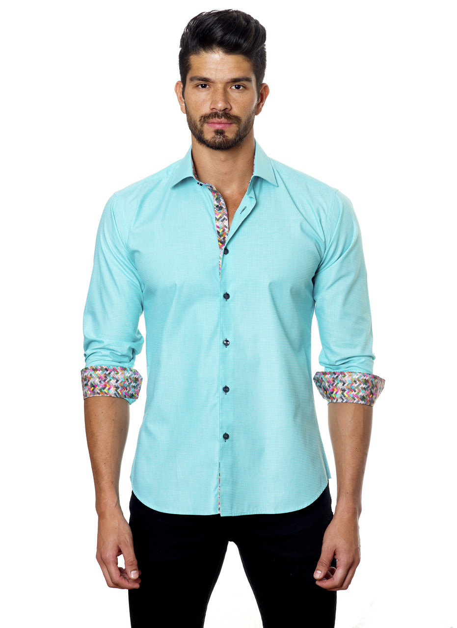 Jared Lang Button Down Shirt T-25 Turquoise | Shop Boutique Flirt