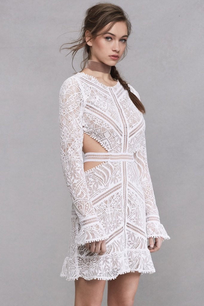 for love & lemons emerie cutout dress white