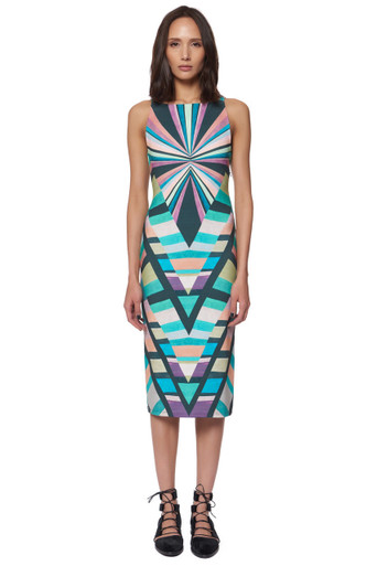 Mara Hoffman Ponte V-Back Midi Dress Print Prism Teal | Shop Boutique Flirt