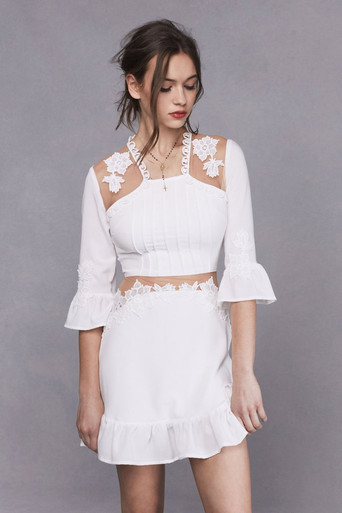 For Love and Lemons Lilou Applique Dress White