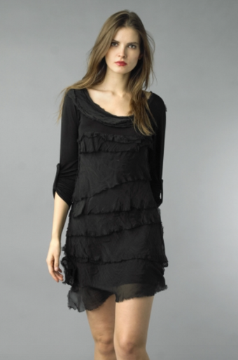 Tempo Paris Silk Tiered Dress 9713MON Black | Shop Boutique Flirt