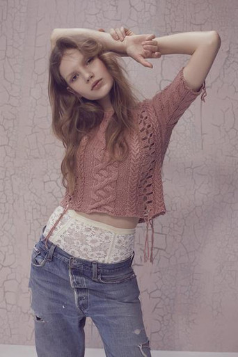 Knitz by For Love and Lemons Wythe Crop Top Rose