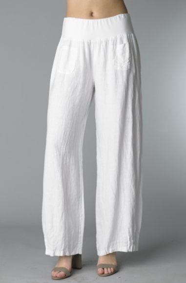 Tempo Paris Linen Pants 65075 White | Shop Boutique Flirt