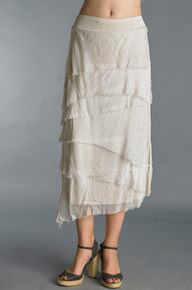 Tempo Paris 6582SO Silk Angled Tiered Skirt Beige