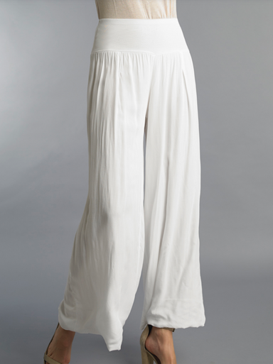 Tempo Paris 11211SO Flowy Silk Blend Pants White