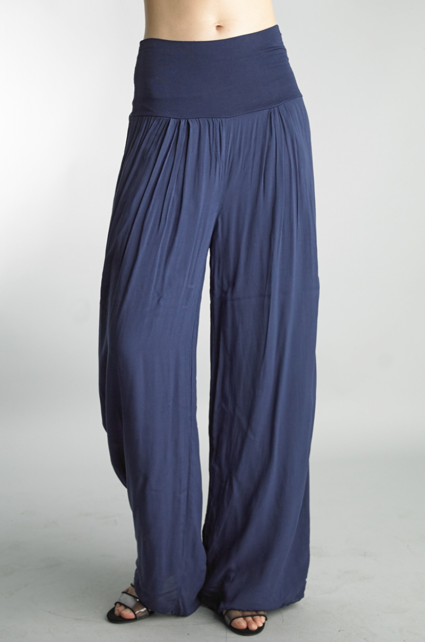 Tempo Paris Flowy Silk Blend Pants Navy | Shop Boutique Flirt
