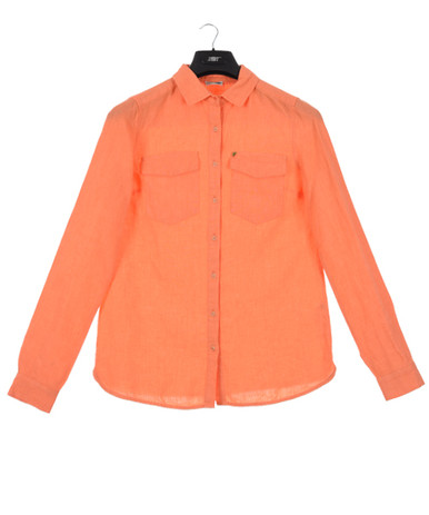 New Man Women's Long Sleeve Linen Shirt Orange