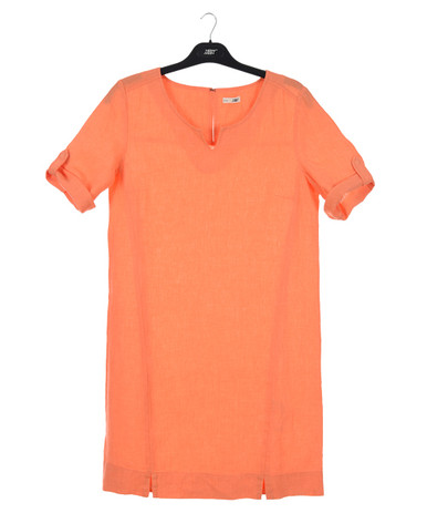 New Man Women's Short Sleeve Linen Dress Orange