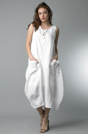 Tempo Paris Linen Dress 70266 White | Shop Boutique Flirt