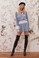 For Love and Lemons Beatrix Lace Velvet Mini Dress Powder Blue