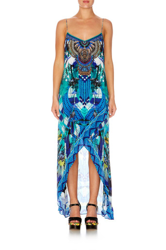 Camilla Amazon Azure Shoestring Double Layer Dress