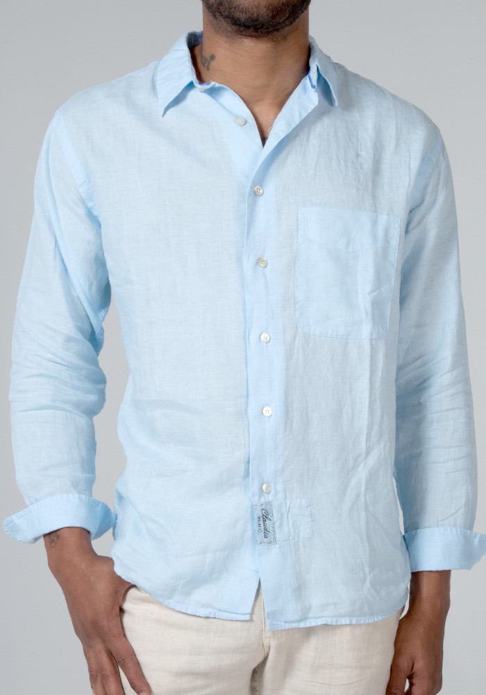 Download Claudio Milano Linen Relaxed Shirt 1005 Light Blue | Shop ...