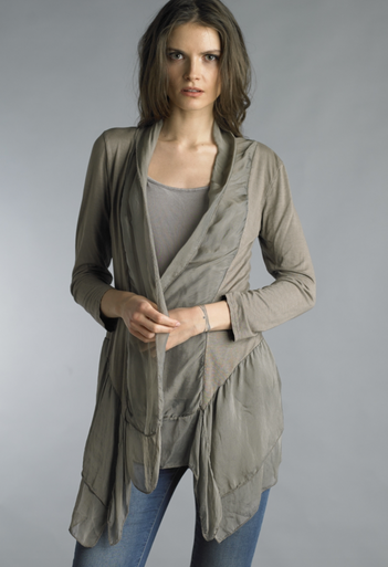 Tempo Paris 2415M Silk and Knit Jacket with Cami Taupe