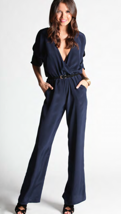 Karina Grimaldi Halle Silk Jumpsuit Navy | Shop Boutique Flirt
