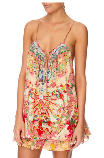 Camilla Strap Top with Tie Front Detail Kimono Kisses