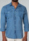 Claudio Milano Regular Fit Linen Shirt with Pockets Denim Blue