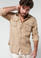Claudio Milano Regular Fit Linen Shirt with Pockets Khaki