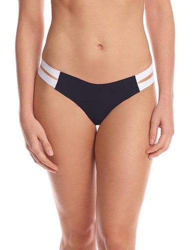 Commando Stripped Color Block Thong Black and White