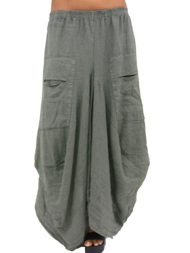 Tempo Paris Linen Skirt 712LA Forest Green