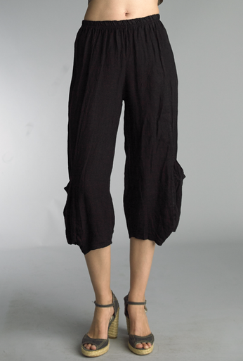 Tempo Paris Linen Crop Pants 20014S Black | Shop Boutique Flirt