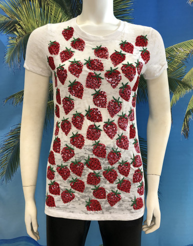 Flirt Exclusive All Over Strawberries Beaded T-shirt White