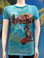 Flirt Exclusive Girl on Scooter Beaded T-shirt Turquoise
