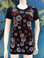 Flirt Exclusive Red and White Flowers Beaded T-shirt Black