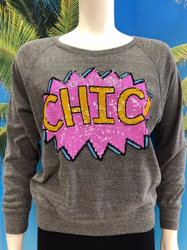 Flirt Exclusive Chic Sequenced Sweatshirt Grey