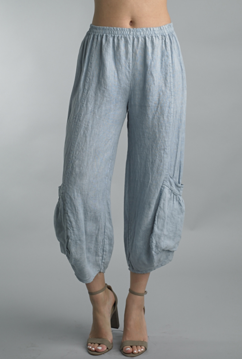 Tempo Paris Linen Crop Pants 20014S Sky